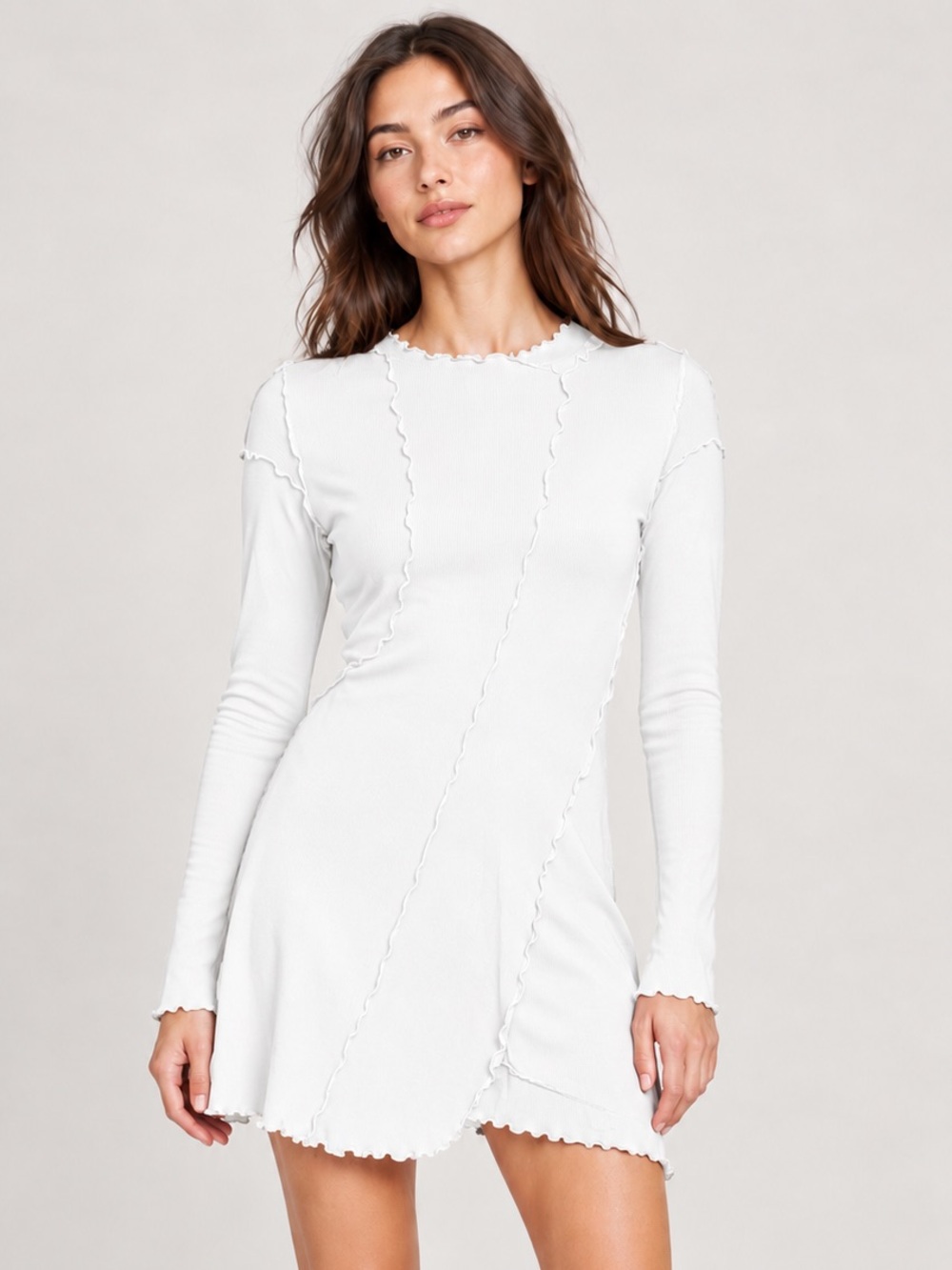 We the Free Women's White Long-Sleeve Mini Dress